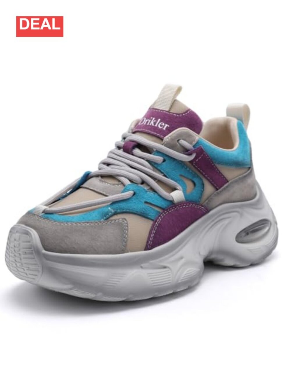 Women's Platform Chunky Sneakers Leather Lace-Up Athletic Walking Shoes